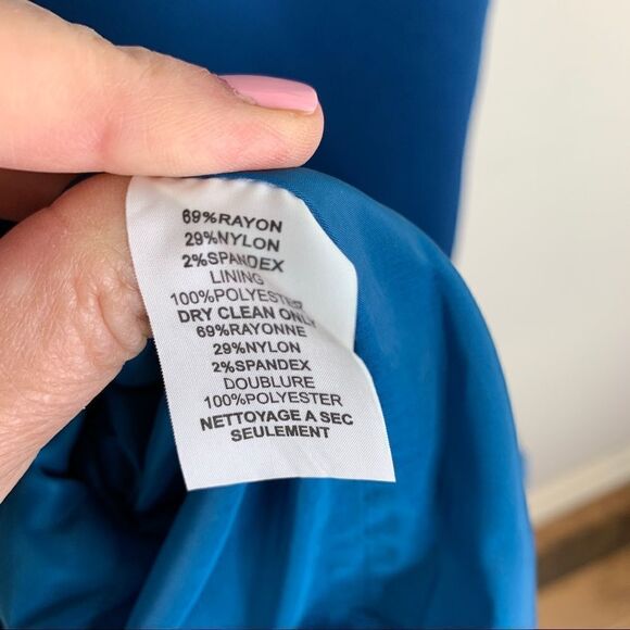 TRINA TURK Peacock Blue Shift Dress Keyhole Front - Picture 12 of 12